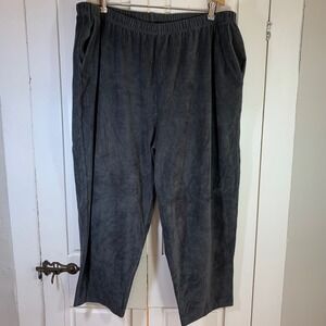 Lands End Charcoal Gray Corduroy Pull On Pants Womens 3XP 24W-26W Petite Plus